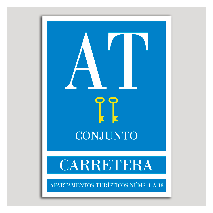 Placa distintivo Apartamento turístico - Conjunto - Carretera - Dos llaves-oro.Andalucía.