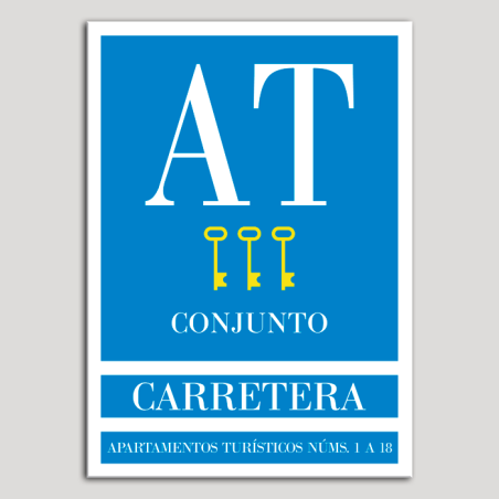 Placa distintivo Apartamento turístico - Conjunto - Carretera - Tres llaves-oro.Andalucía.