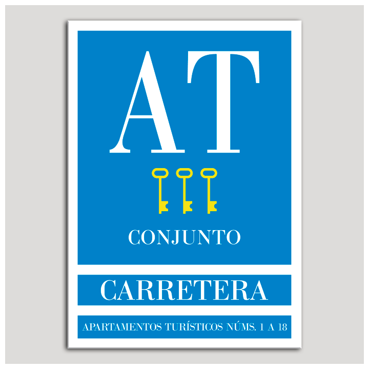 Placa distintivo Apartamento turístico - Conjunto - Carretera - Tres llaves-oro.Andalucía.