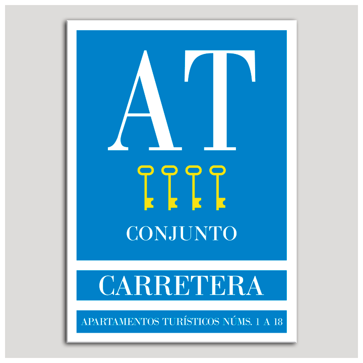 Placa distintivo Apartamento turístico - Conjunto - Carretera - Cuatro llaves-oro.Andalucía.