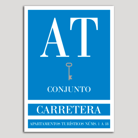 Placa distintivo Apartamento turístico - Conjunto - Carretera - Una llave-plata.Andalucía.