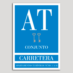 Placa distintivo Apartamento turístico - Conjunto - Carretera - Dos llaves-plata.Andalucía.