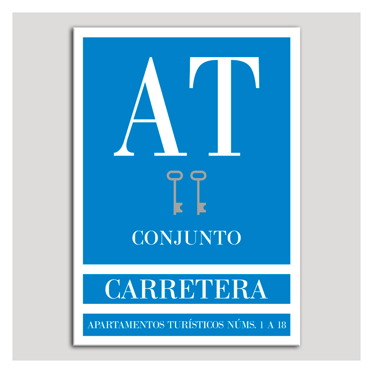 Placa distintivo Apartamento turístico - Conjunto - Carretera - Dos llaves-plata.Andalucía.