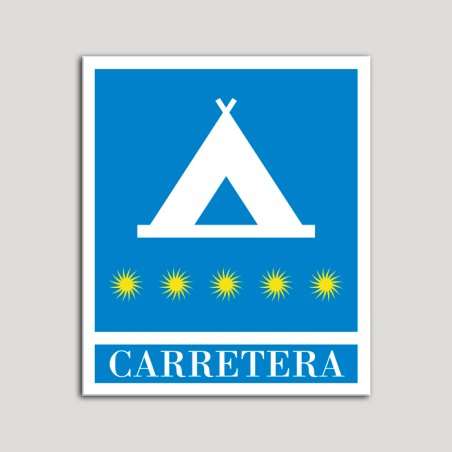 Placa distintivo Campamentos de Turismo - Carretera - cinco estrellas - Oro.Andalucía.
