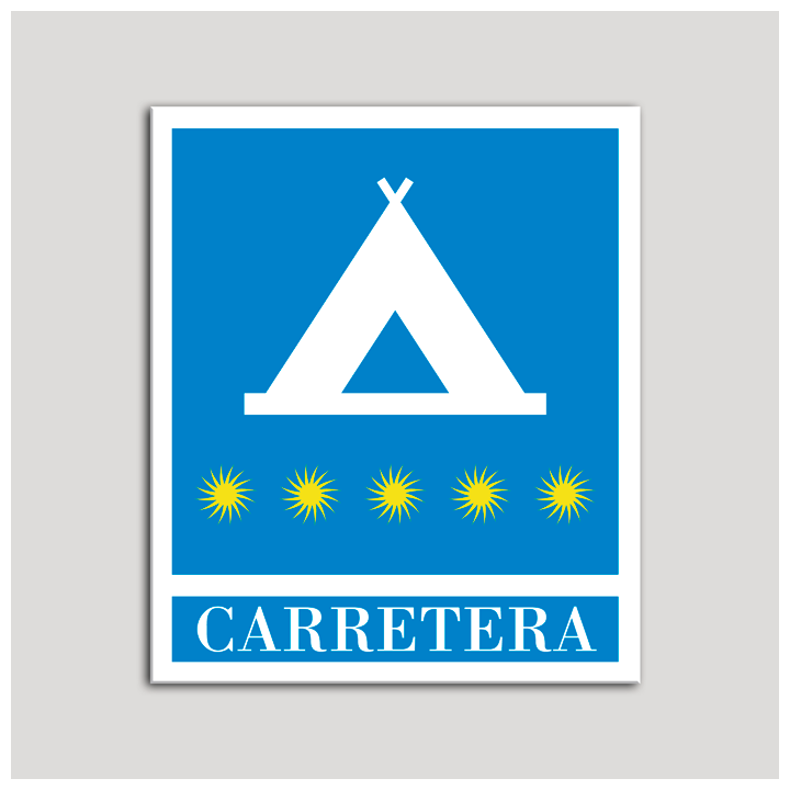 Placa distintivo Campamentos de Turismo - Carretera - cinco estrellas - Oro.Andalucía.
