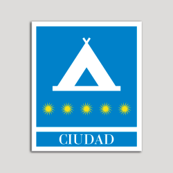 Placa distintivo Campamentos de Turismo - Ciudad - cinco estrellas- Oro.Andalucía.
