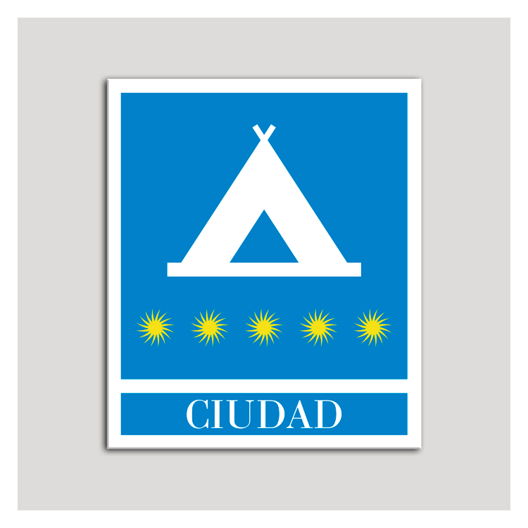 Placa distintivo Campamentos de Turismo - Ciudad - cinco estrellas- Oro.Andalucía.