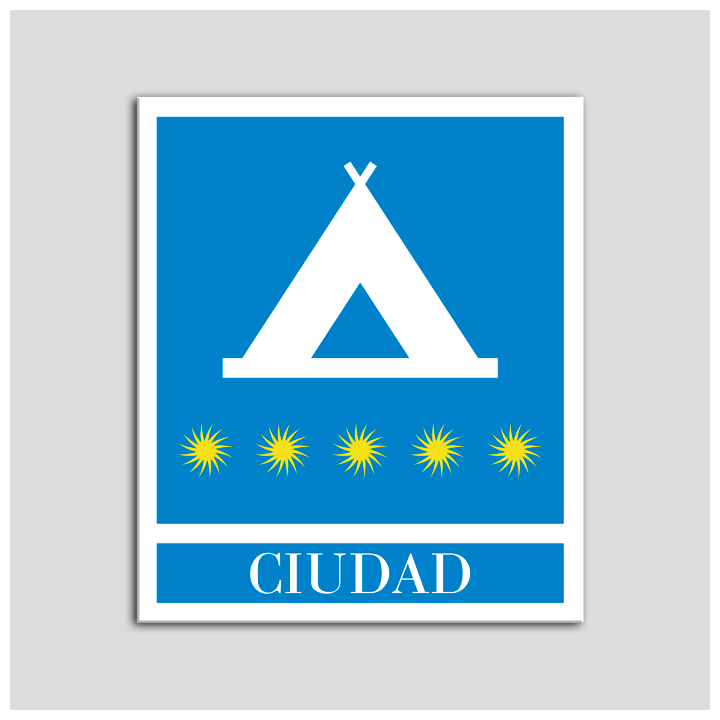 Placa distintivo Campamentos de Turismo - Ciudad - cinco estrellas- Oro.Andalucía.