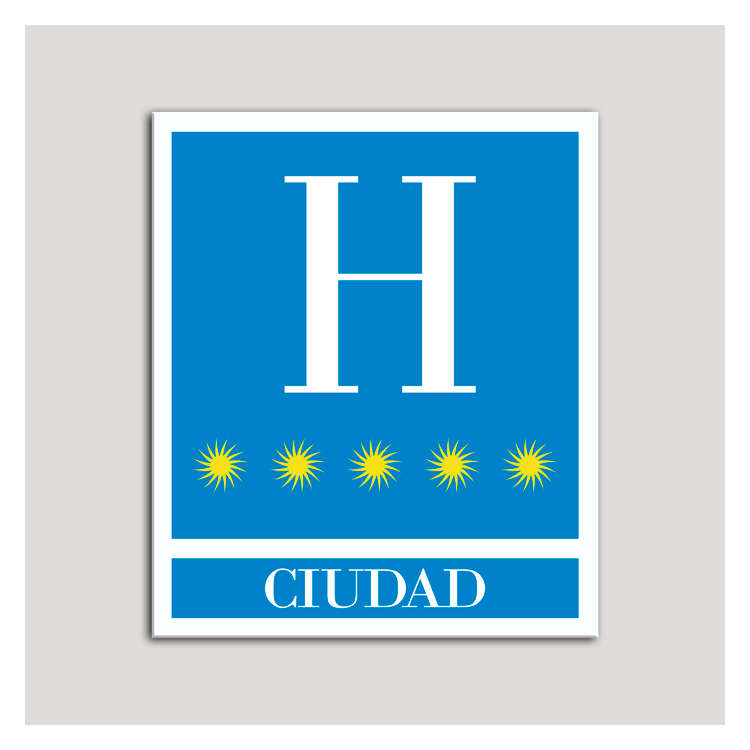 Placa distintivo Hoteles - Ciudad - cinco estrellas- Oro.Andalucía.