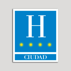Placa distintivo Hoteles - Ciudad - cuatro estrellas- Oro.Andalucía.