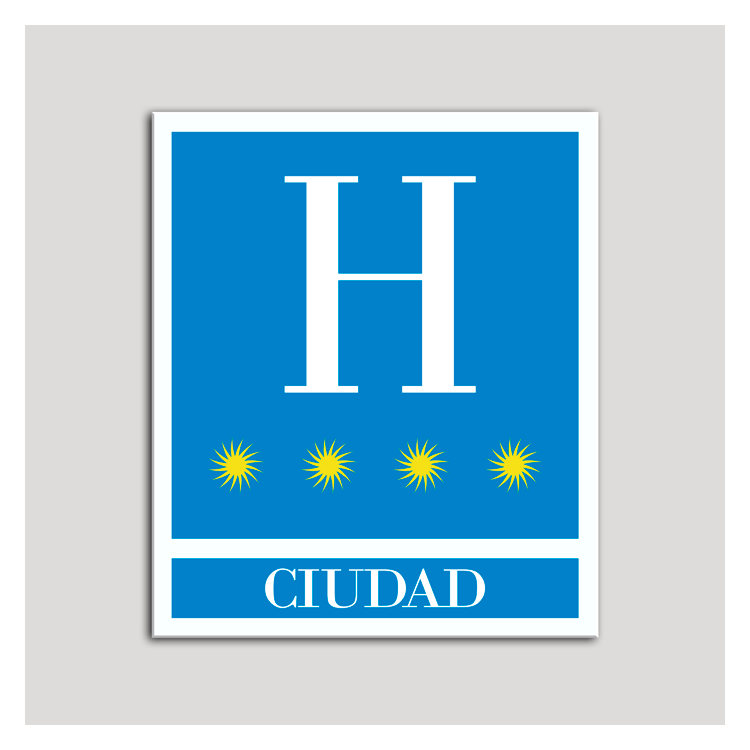 Placa distintivo Hoteles - Ciudad - cuatro estrellas- Oro.Andalucía.