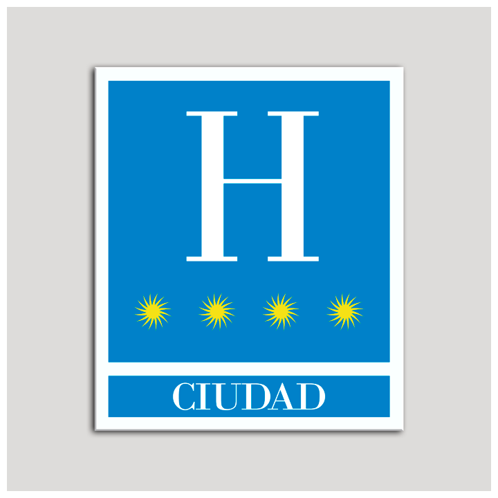 Placa distintivo Hoteles - Ciudad - cuatro estrellas- Oro.Andalucía.