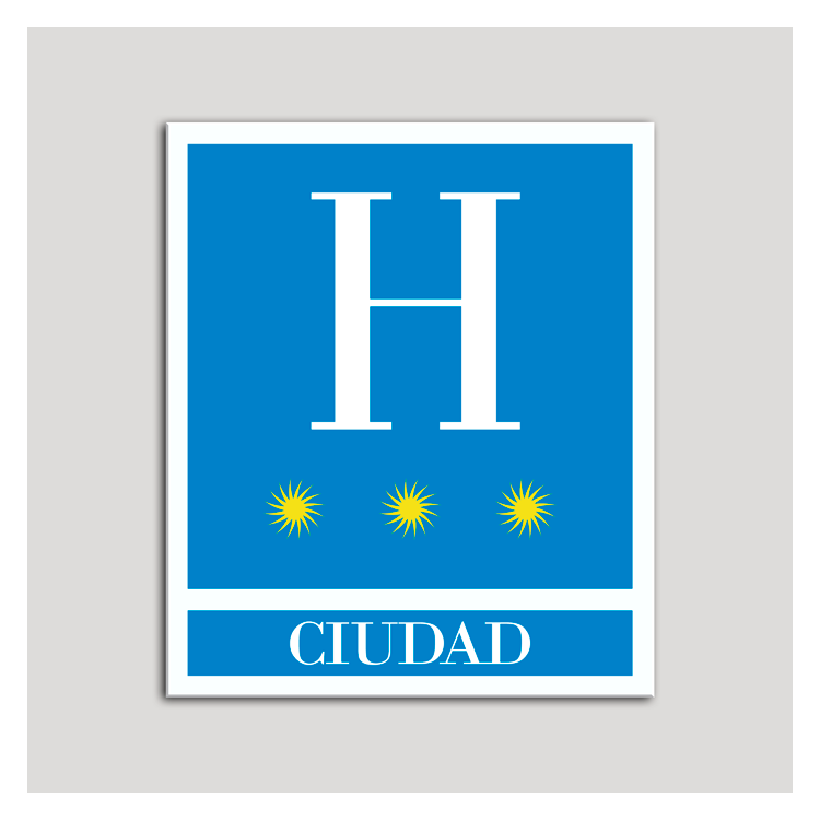 Placa distintivo Hoteles - Ciudad - tres estrellas- Oro.Andalucía.