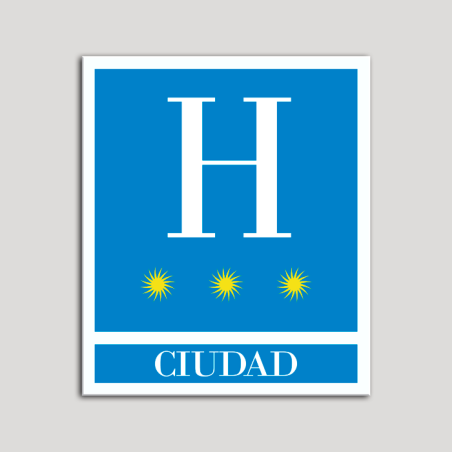 Placa distintivo Hoteles - Ciudad - tres estrellas- Oro.Andalucía.