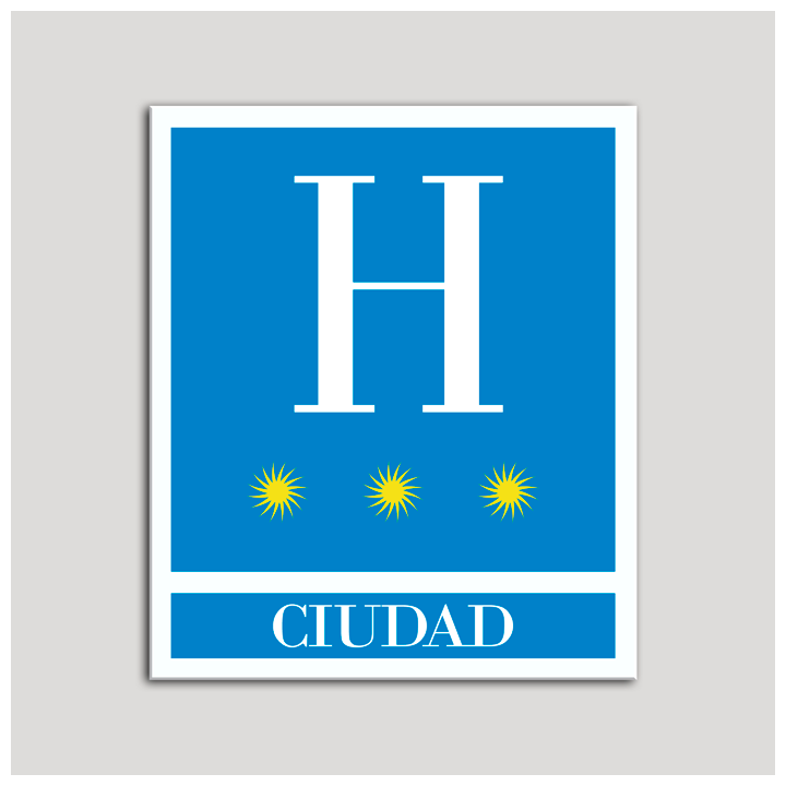 Placa distintivo Hoteles - Ciudad - tres estrellas- Oro.Andalucía.