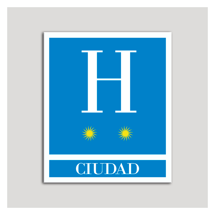 Placa distintivo Hoteles - Ciudad - dos estrellas- Oro.Andalucía.