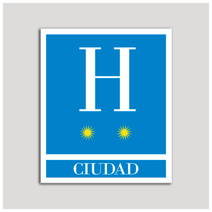 Placa distintivo Hoteles - Ciudad - dos estrellas- Oro.Andalucía.