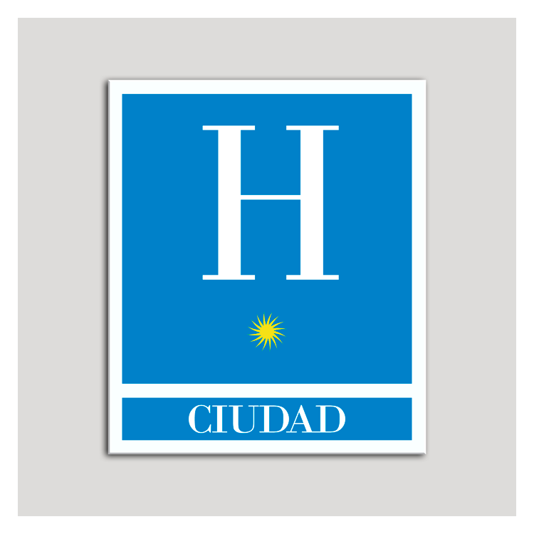 Placa distintivo Hoteles - Ciudad - una estrella- Oro.Andalucía.