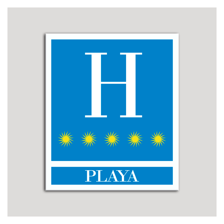 Placa distintivo Hoteles - Playa - cinco estrellas- Oro.Andalucía.