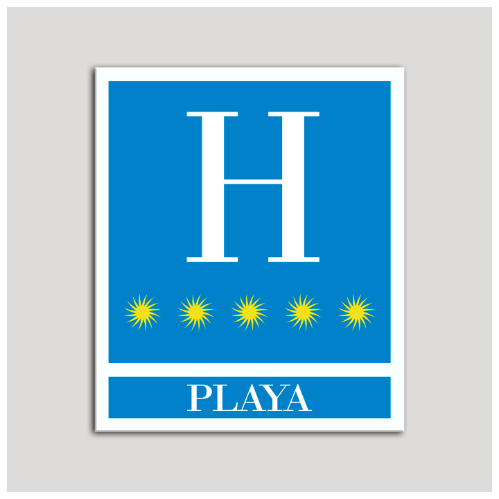 Placa distintivo Hoteles - Playa - cinco estrellas- Oro.Andalucía.