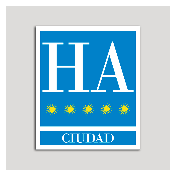 Placa distintivo Hotel - Apartamentos - Ciudad - Cinco estrellas - Oro .Andalucía.