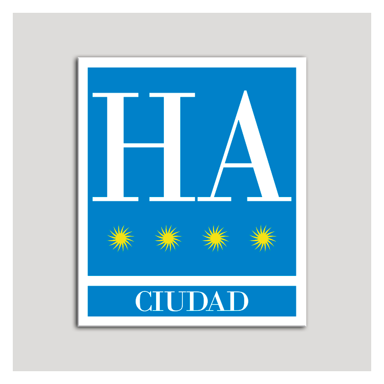 Placa distintivo Hotel - Apartamentos - Ciudad - Cuatro estrellas - Oro .Andalucía.