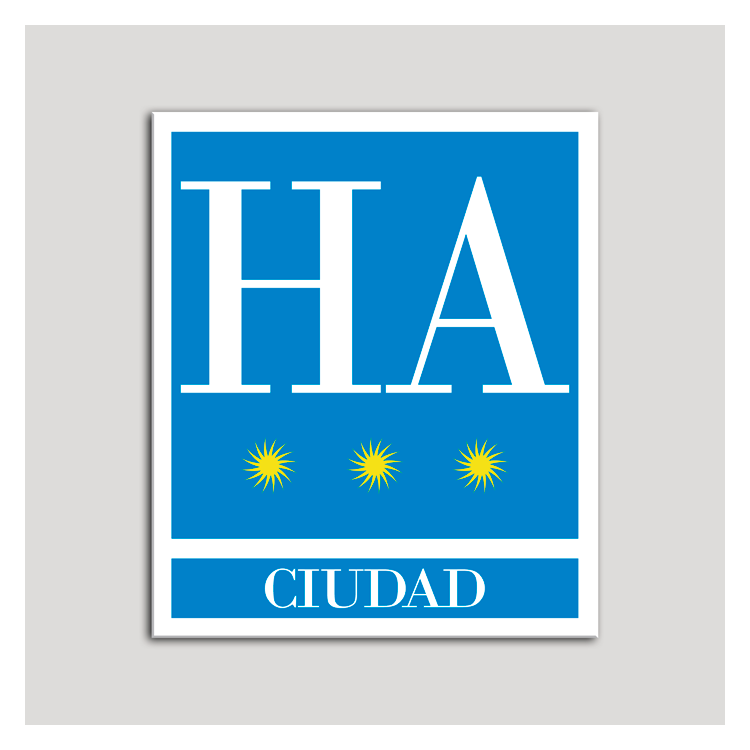 Placa distintivo Hotel - Apartamentos - Ciudad - Tres estrellas - Oro .Andalucía.