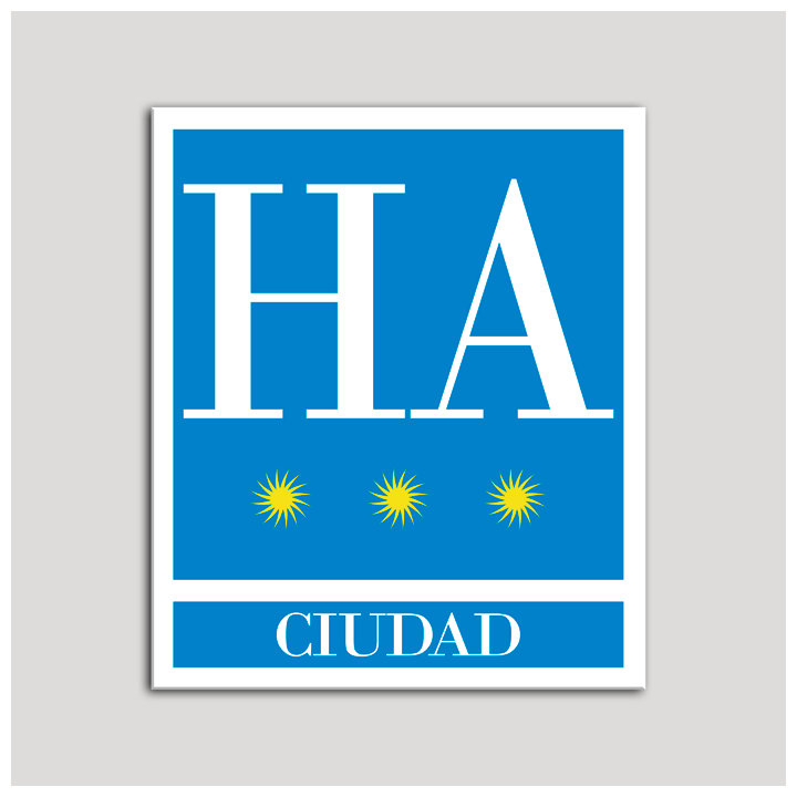 Placa distintivo Hotel - Apartamentos - Ciudad - Tres estrellas - Oro .Andalucía.
