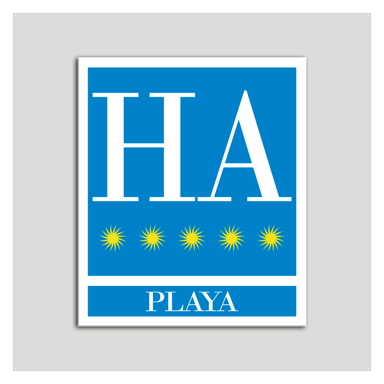 Placa distintivo Hotel - Apartamentos - Playa - Cinco estrellas - Oro .Andalucía.