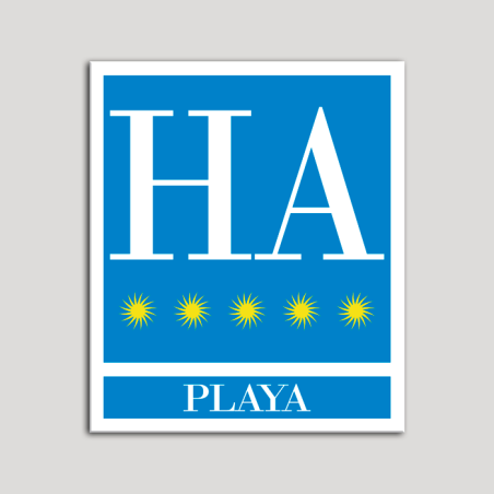 Placa distintivo Hotel - Apartamentos - Playa - Cinco estrellas - Oro .Andalucía.