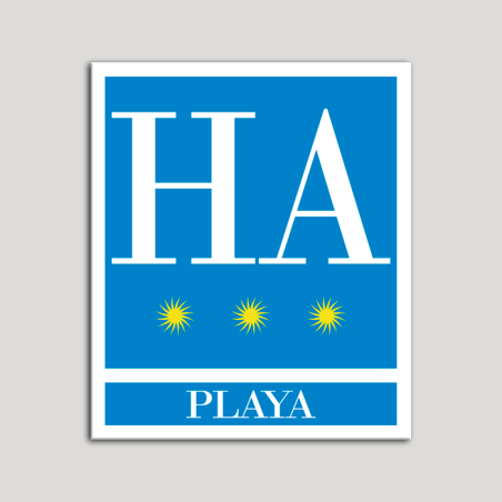 Placa distintivo Hotel - Apartamentos - Playa - Tres estrellas - Oro .Andalucía.