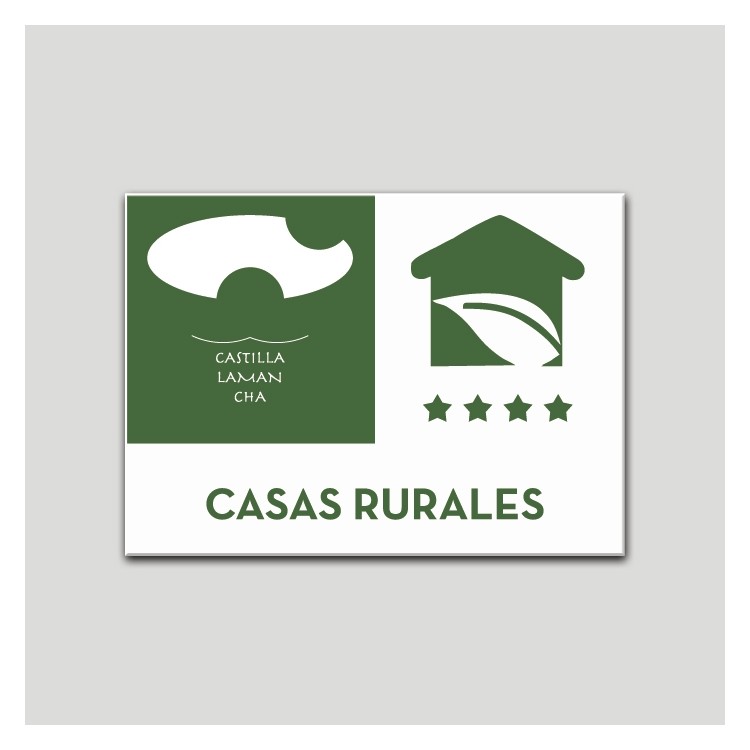 Placa distintivo Casa Rural - Cuatro estrellas -  Castilla y la Mancha.
