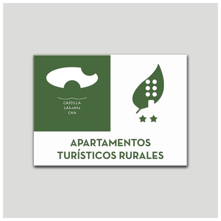 Placa distintivo Apartamentos turisticos rurales - dos estrellas -  Castilla y la Mancha.