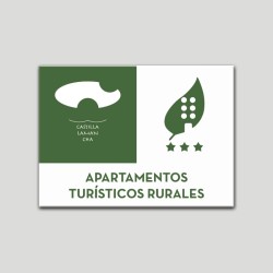 Placa distintivo Apartamentos turisticos rurales - Tres estrellas - Castilla y la Mancha.