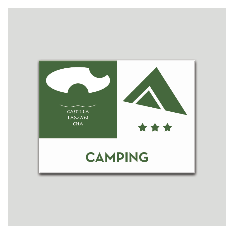 Placa distintivo - Camping - tres estrella - Castilla y la Mancha.