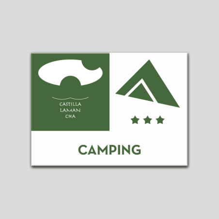 Placa distintivo - Camping - tres estrella - Castilla y la Mancha. Placa distintivo - Camping - tres estrella - Castilla y la Mancha.