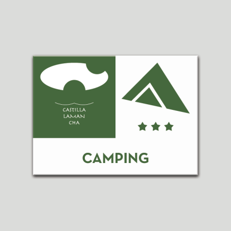 Placa distintivo - Camping - tres estrella - Castilla y la Mancha.