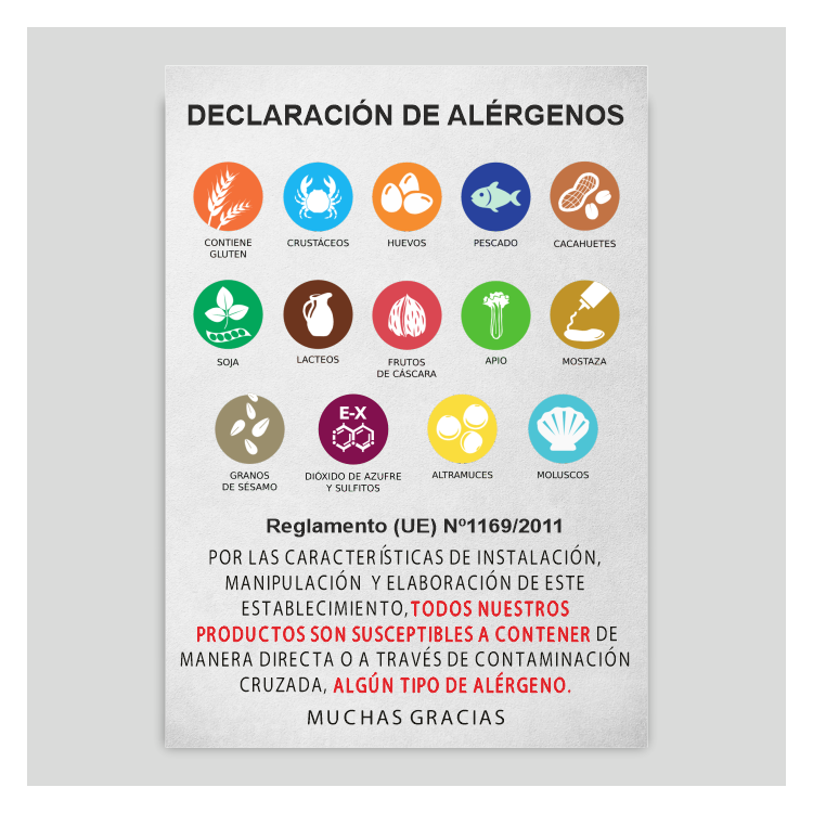 Cartel Declaración de No Alérgenos