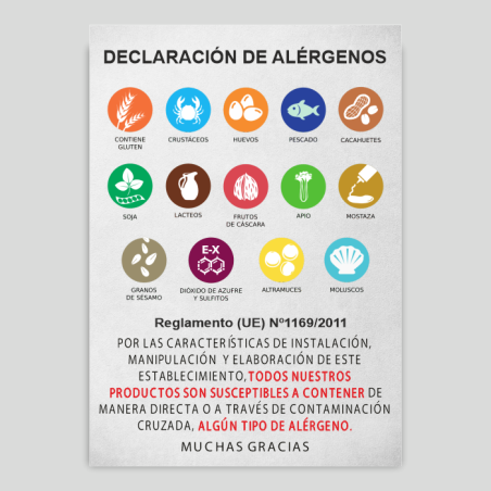 Cartel Declaración de No Alérgenos