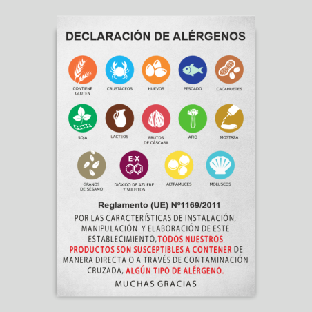 Cartel Declaración de No Alérgenos Cartel Declaración de No Alérgenos