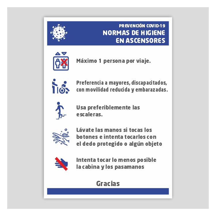 Mesures d'higiene en ascensors - COVID-19