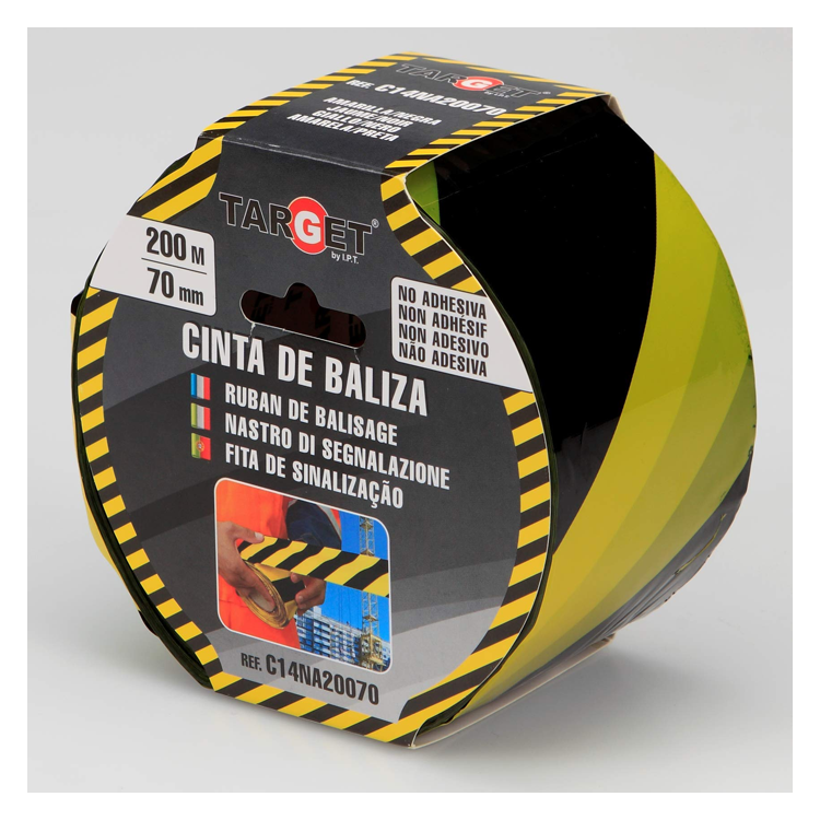 Yellow black marking tape 200m x 70mm