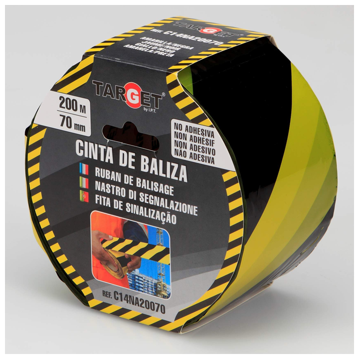 Yellow black marking tape 200m x 70mm