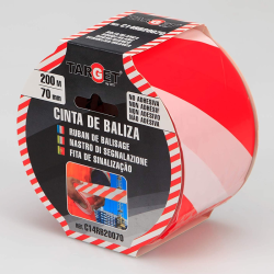 Cinta de balizamiento roja blanca 200m x 70mm