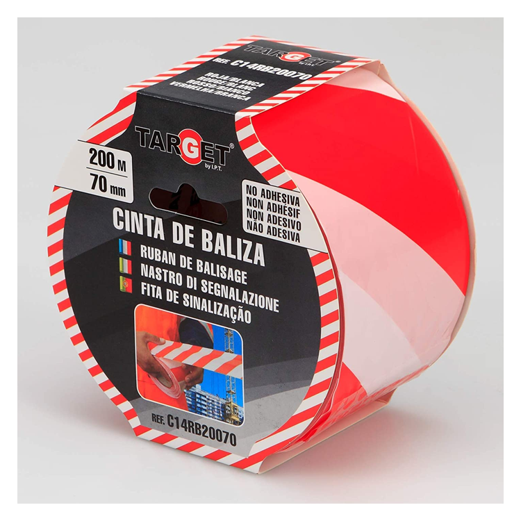 Red white marking tape 200m x 70mm