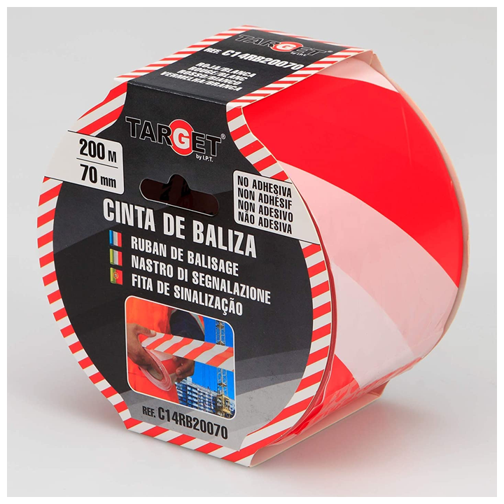 Red white marking tape 200m x 70mm