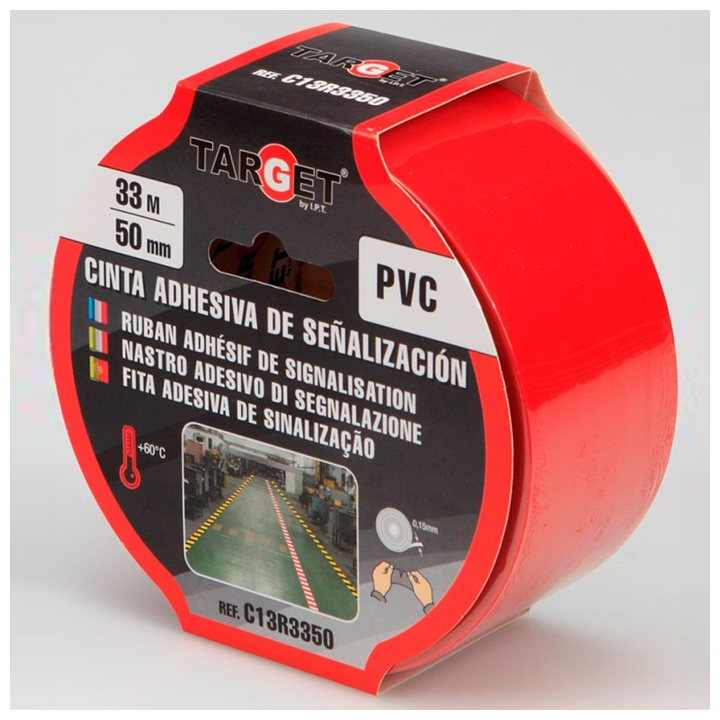 Cinta adhesiva roja de marcaje de suelos 33m x 5cm