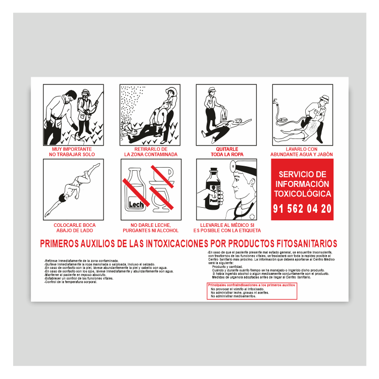 Cartell informatiu de Primers Auxilis productes fitosanitaris