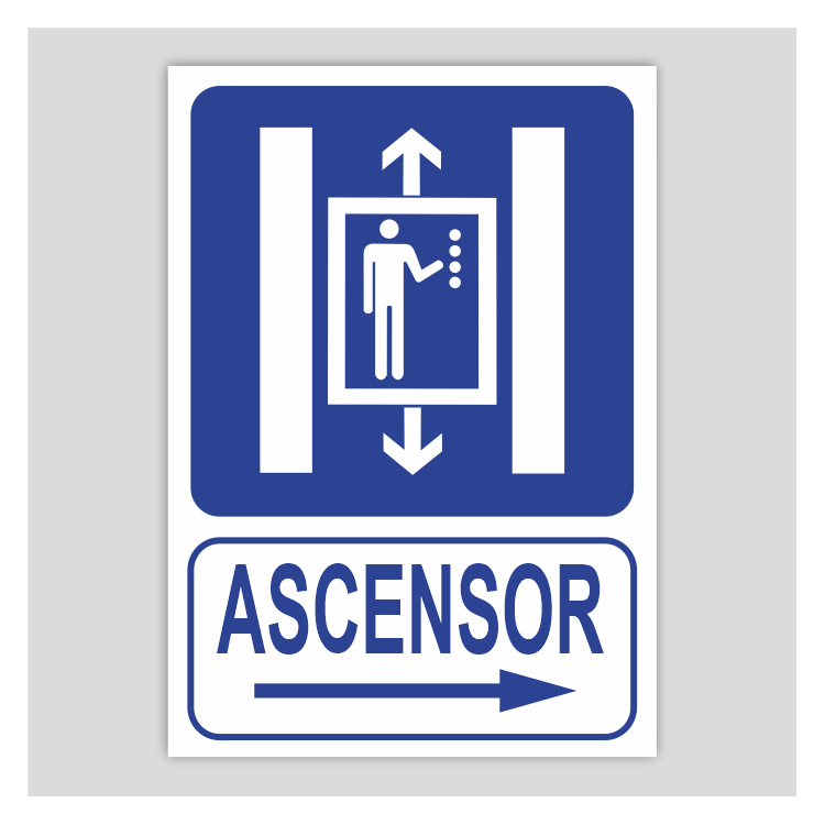 Cartell d'ascensor amb fletxa a la dreta