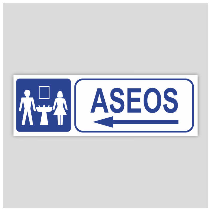 Cartel de Aseos con flecha izquierda
